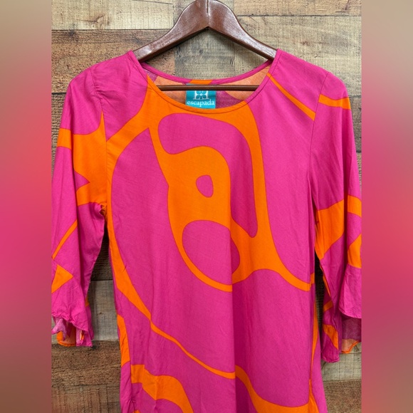Escapada Susan 3/4 Sleeve Nantucket Pink Orange Rayon Top Size Medium - Picture 2 of 9